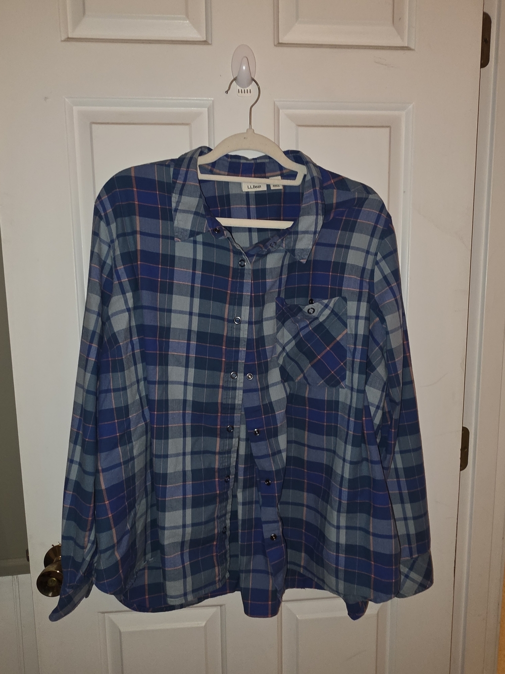 L.L. Bean Blue and Light Blue Plaid Button-Down Shirt